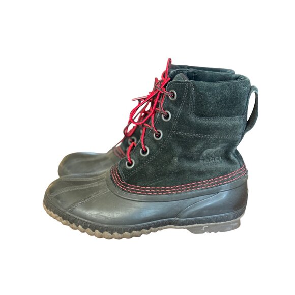 Sorel Womens Snow Boots size 5 Cheyanne Winter Duck Lace Black Suede - Picture 3 of 9